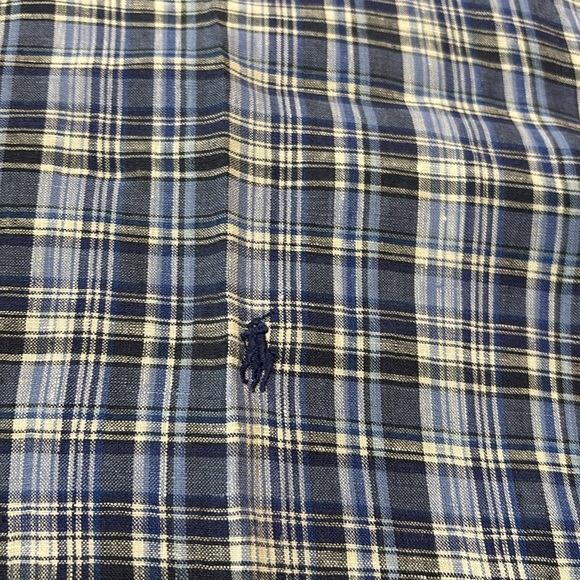 Ralph Lauren Blue Plaid Linen Button Down Shirt sz 4XLT - Picture 3 of 9